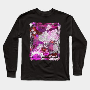 Japanese Floral Pattern Chrysanthemum Cherry Blossom Earth Tone Colors 38 Long Sleeve T-Shirt